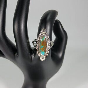 Native America Navajo Sterling Silver Turquoise Ring By Samuel Yellowhair, 8.5